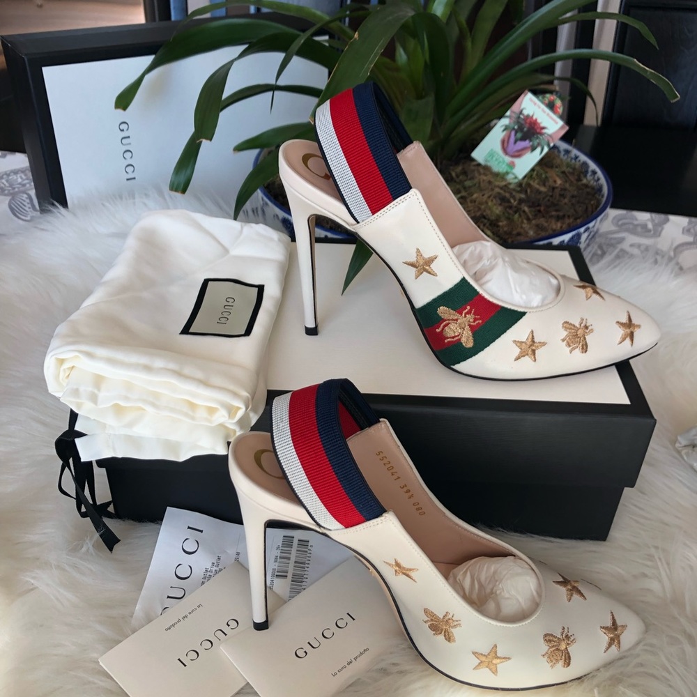 GUCCI Sylvie Bee and Star Heel Pump